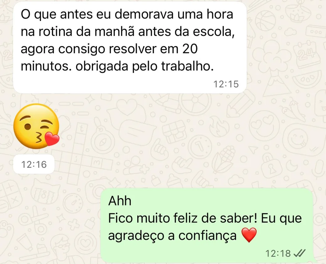 Mãe conta que a rotina da manhã antes da escola, que durava 1 hora, agora leva 20 minutos